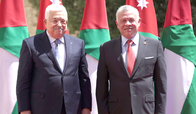 King Abdullah II with Palestinian President Mahmoud Abbas