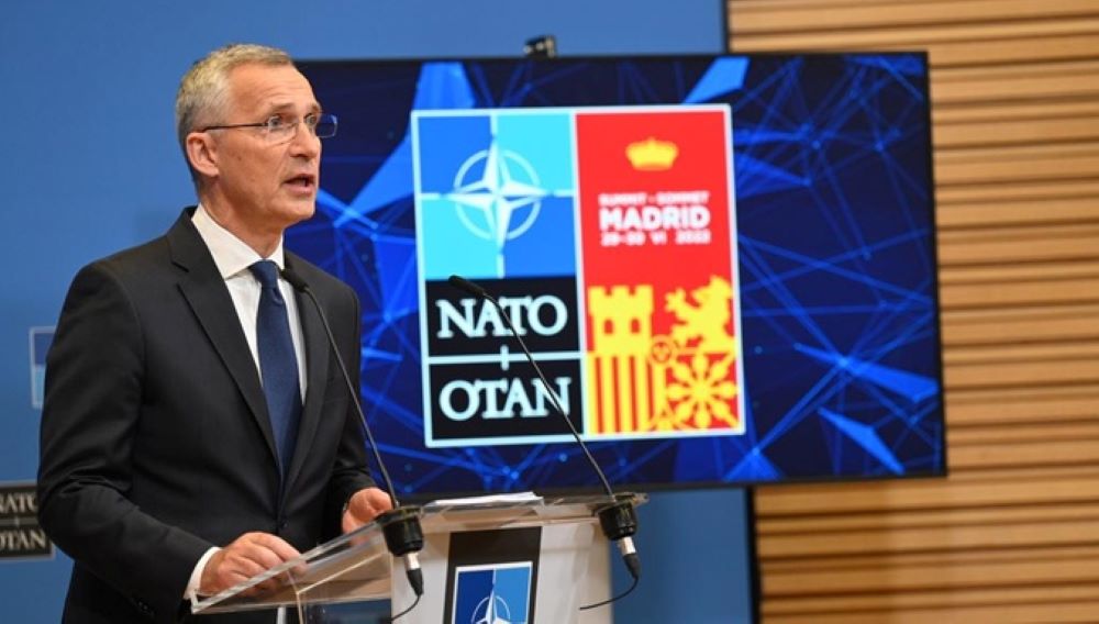 NATO Secretary General Jens Stoltenberg  speaking at the press conference