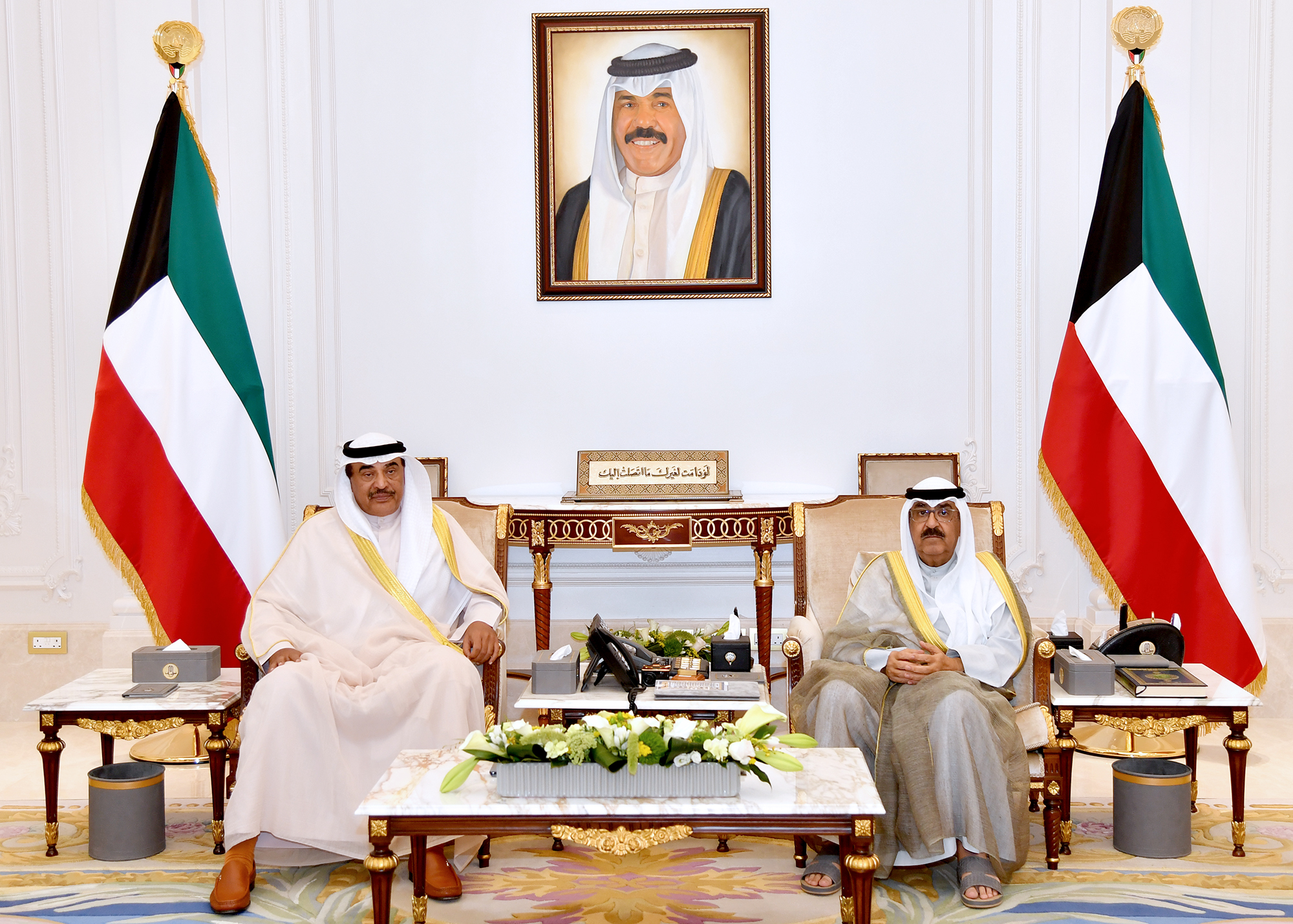His Highness the Crown Prince receiving His Highness Sheikh Sabah Al-Khaled
