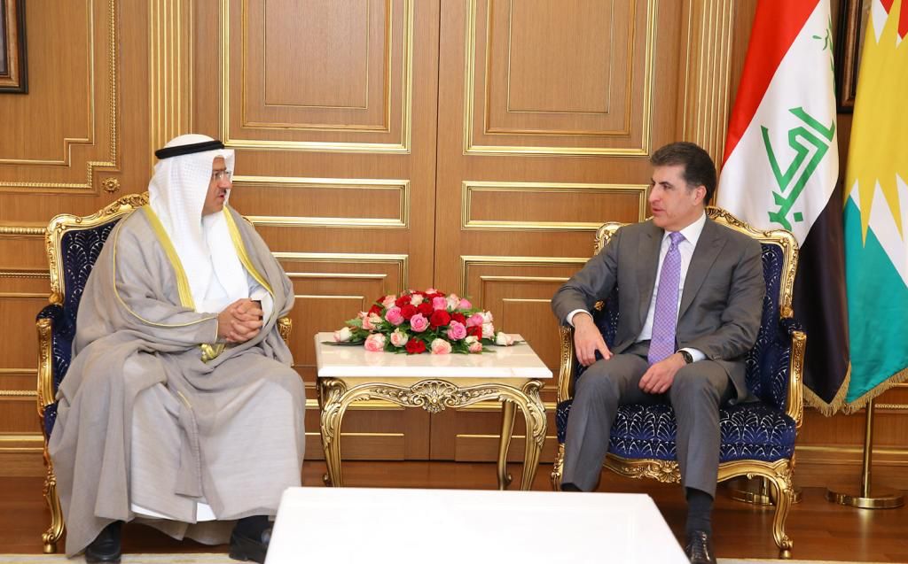 President of Kurdistan's region in Iraq Nechirvan Barzani with Kuwaiti Consul General Omar Al-Kandari