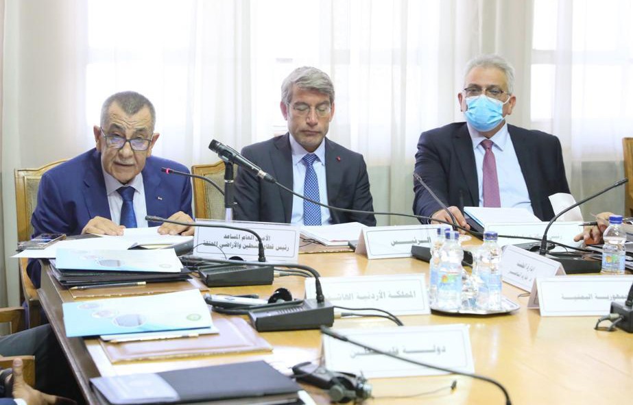 Le secrétaire général adjoint de la ligue, Saïd Abou Ali, intervenant à la réunion d’évaluation des dégâts causé par l’occupation à Gaza.