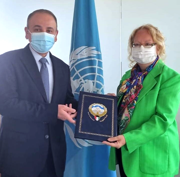 Ambassador Nasser Al-Hein submitted his credentials to head of the UN Office in Geneva (UNOG) Tatiana Valovaya
