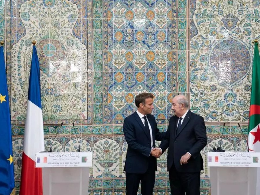 Algerian President Abdelmadjid Tebboune and his French counterpart Emmanuel Macron