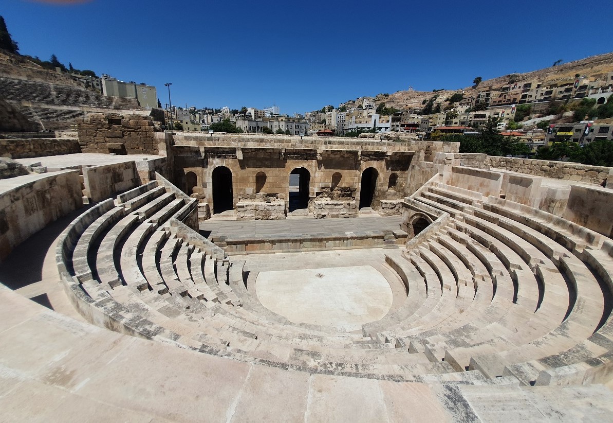 The winter theater with the center of Amman in the background
