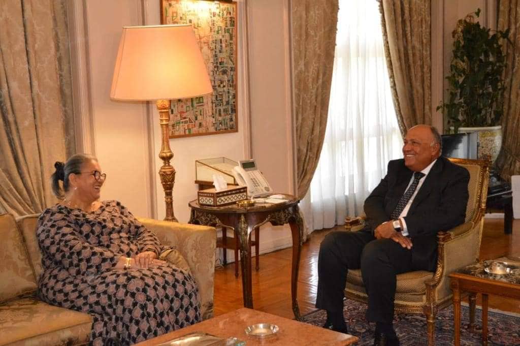 وزير الخارجية المصري سامح شكري يلتقي مع مبعوثة سكرتير عام الأمم المتحدة الخاصة للقرن الإفريقي هنا تيتي