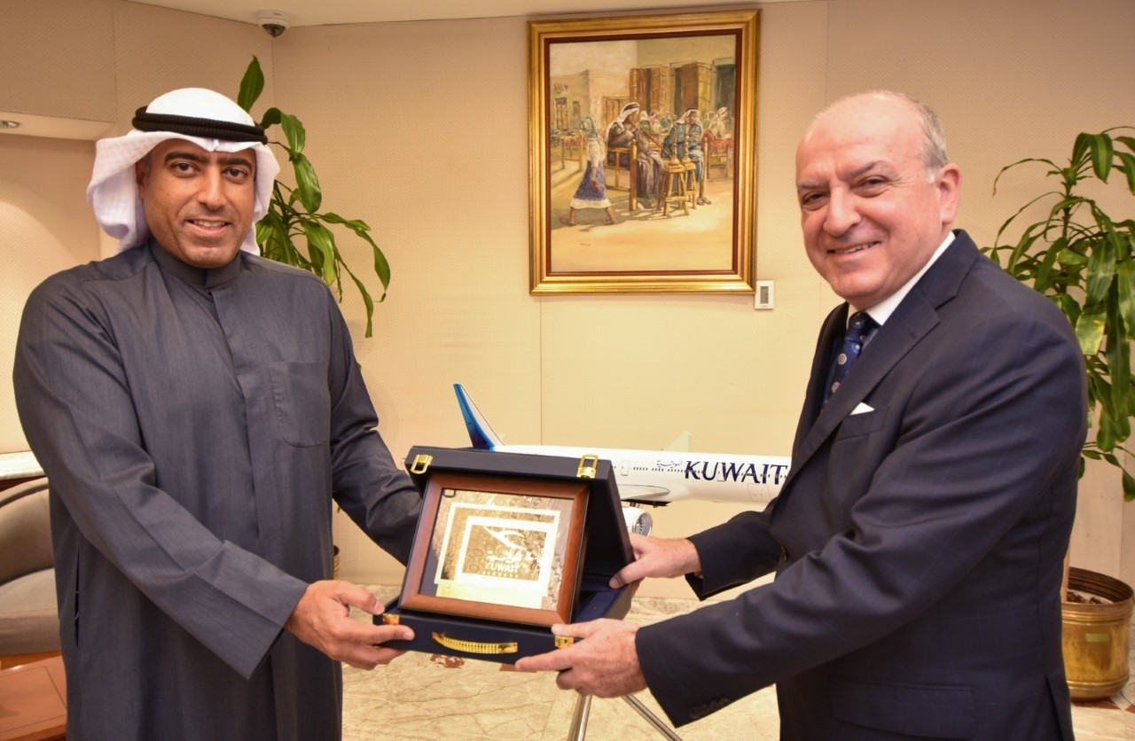 Kuwait Airways CEO Maen Razouqi and Greek Ambassador to Kuwait Konstantinos Piperigos