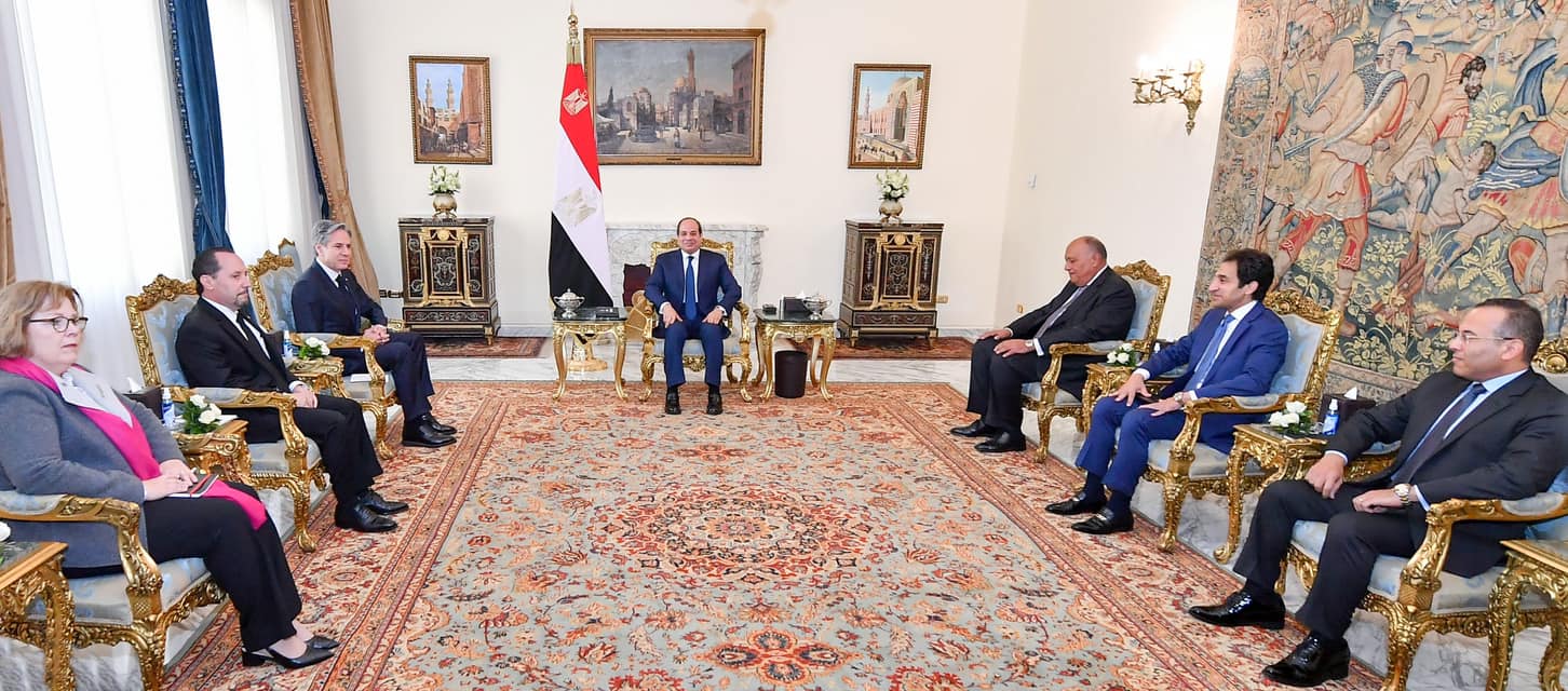 President Abdelfatah Al-Sisi receives US Secretary of State Antony Blinken