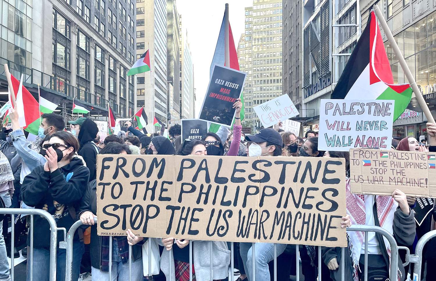 Protestors' slogans against the Israeli occupation