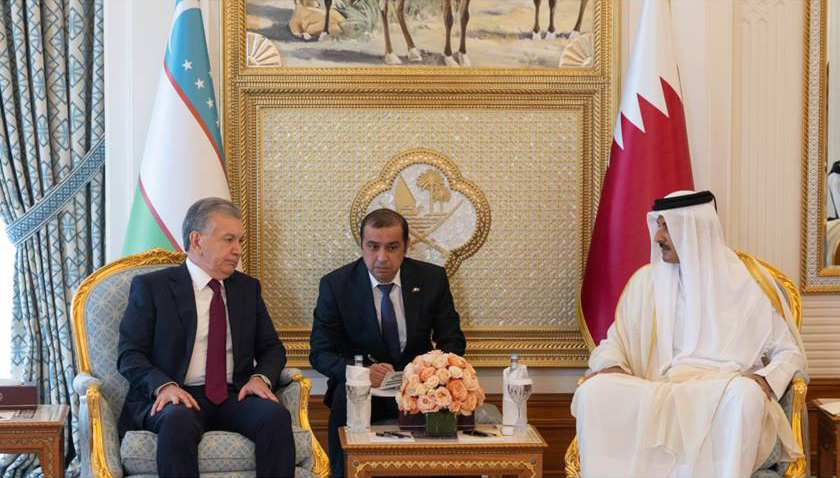 أمير قطر والرئيس الاوزبكي يبحثان العلاقات الثنائية بين البلدين