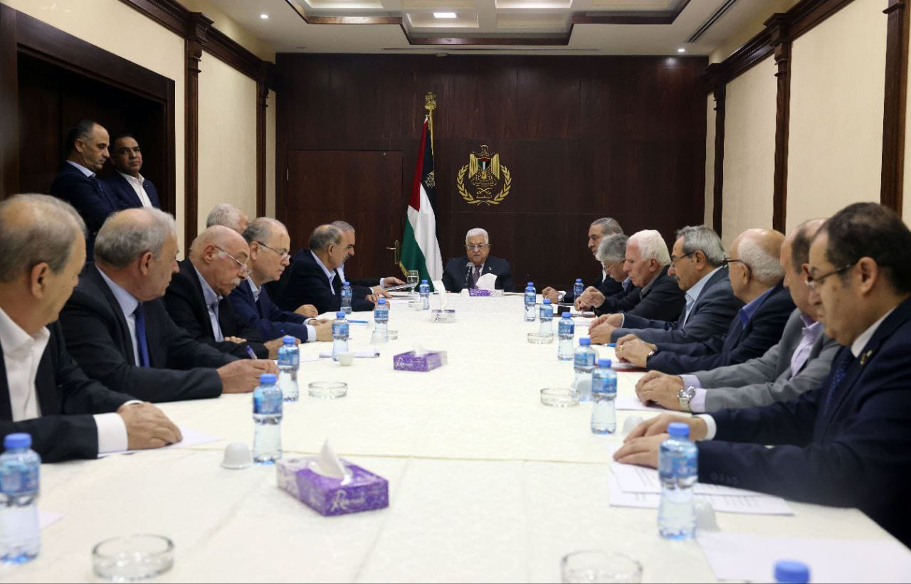 Palestinian President Mahmoud Abbas during the meeting