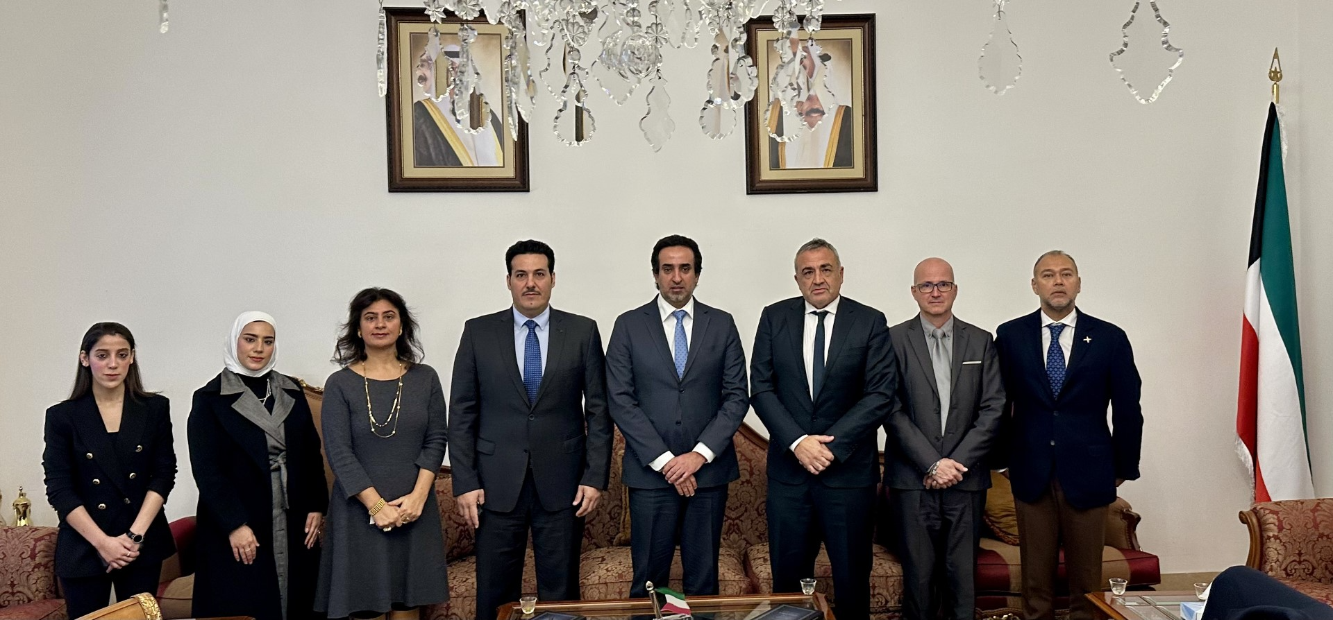Kuwaiti Ambassador to Italy Nasser Al-Qahtani with representatives of Kuwait and Republic of San Marino's civil aviation authorities