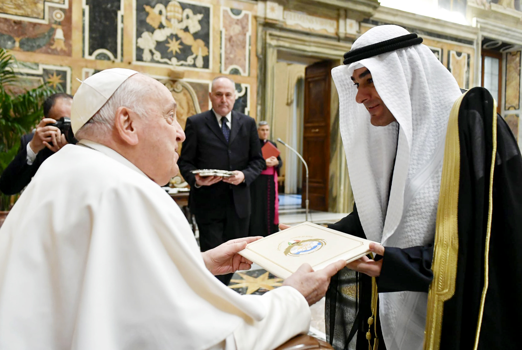 Kuwait's Ambassador Yaqoub Al-Sanad presents his credentials as non-resident envoy to Pope Francis at the Vatican Apostolic Palace