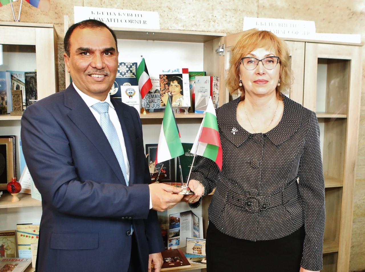 The Ambassador of Kuwait to Bulgaria Ghazi Al-Fadhli with the Director of the National Library Associate Professor Dr. Krasimira Aleksandrova