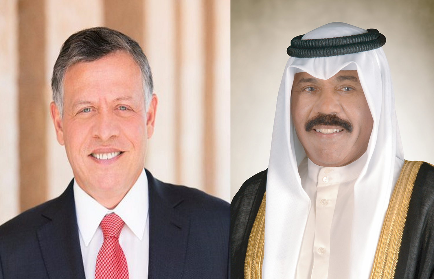 His Highness the Amir Sheikh Nawaf Al-Ahmad Al-Jaber Al-Sabah and Jordanian King Abdullah II Al-Hussein