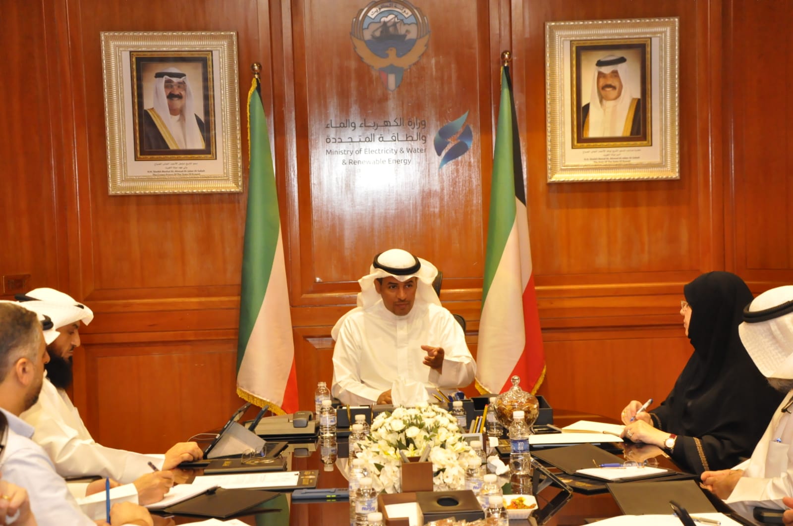 Minister of Electricity, Water, and Renewable Energy Mutlaq Burguba in the meeting