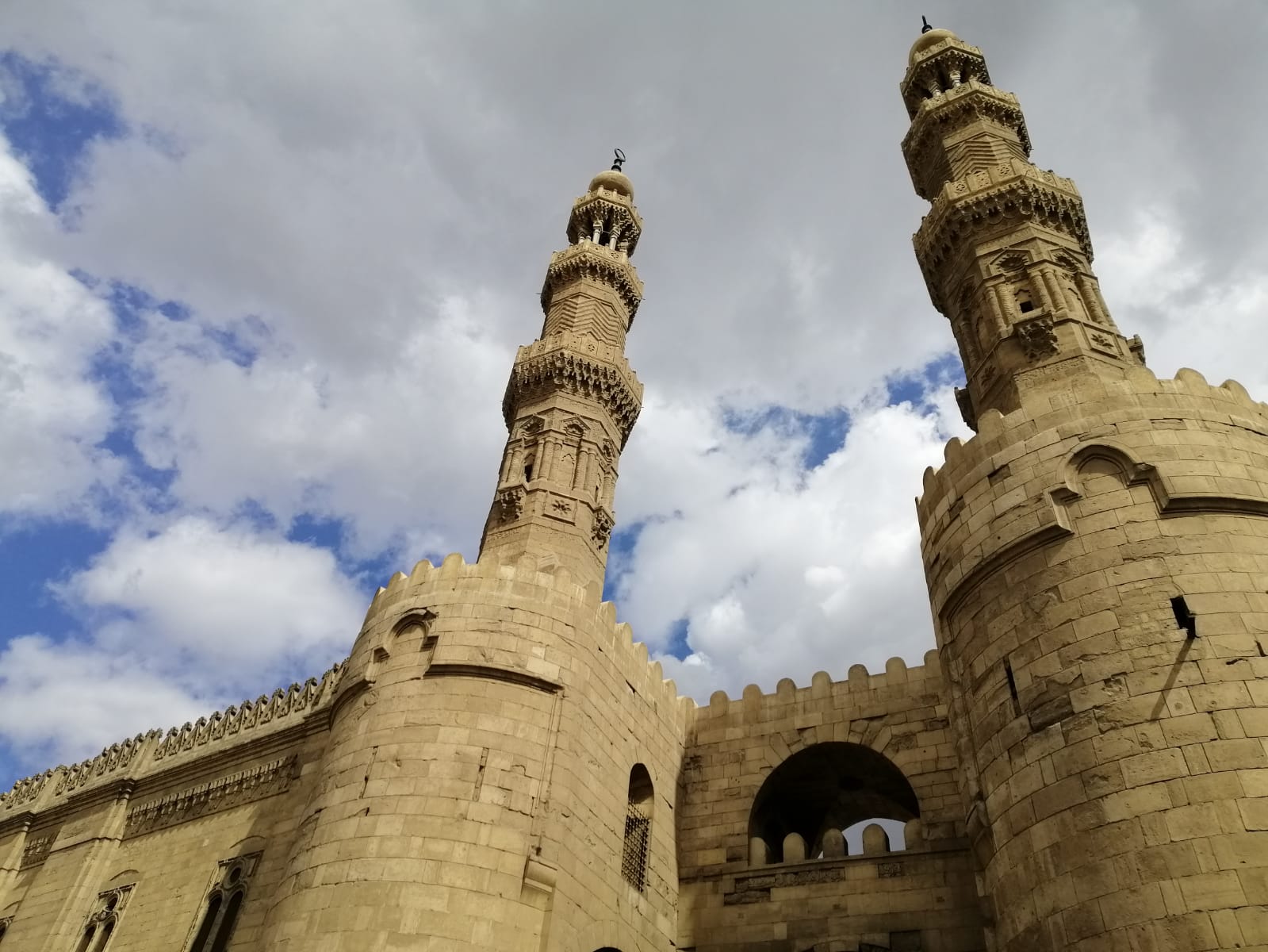 Two gigantic minarets flank the ancient gate of Bab Zuweila	