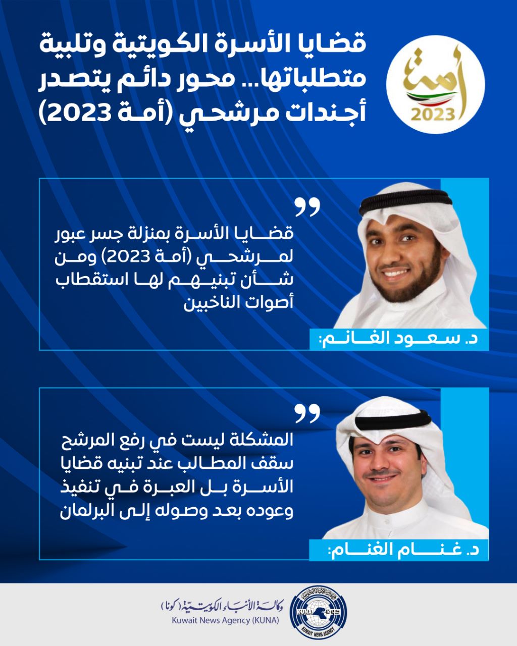 قضايا الأسرة الكويتية وتلبية متطلباتها... محور دائم يتصدر أجندات مرشحي (أمة 2023)