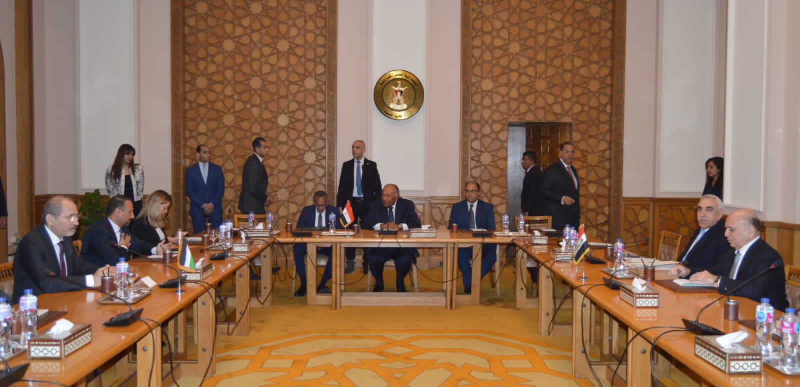 جانب من اجتماع وزراء خارجية مصر والأردن والعراق فى إطار آلية التعاون التي تجمع الدول الثلاثة