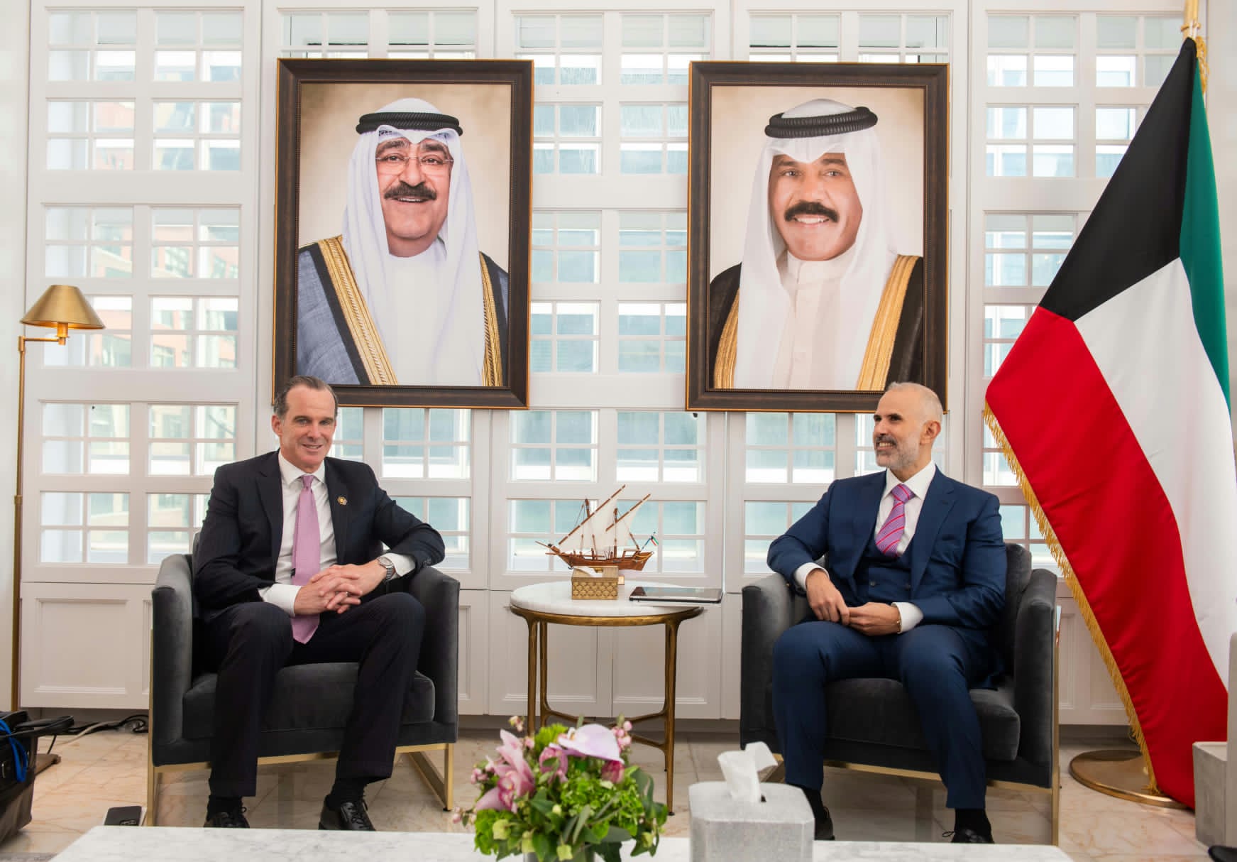 Deputy Foreign Minister Ambassador Sheikh Jarrah Jaber Al-Ahmad Al-Sabah meets the White House Coordinator for the Middle East and North Africa Brett McGurk