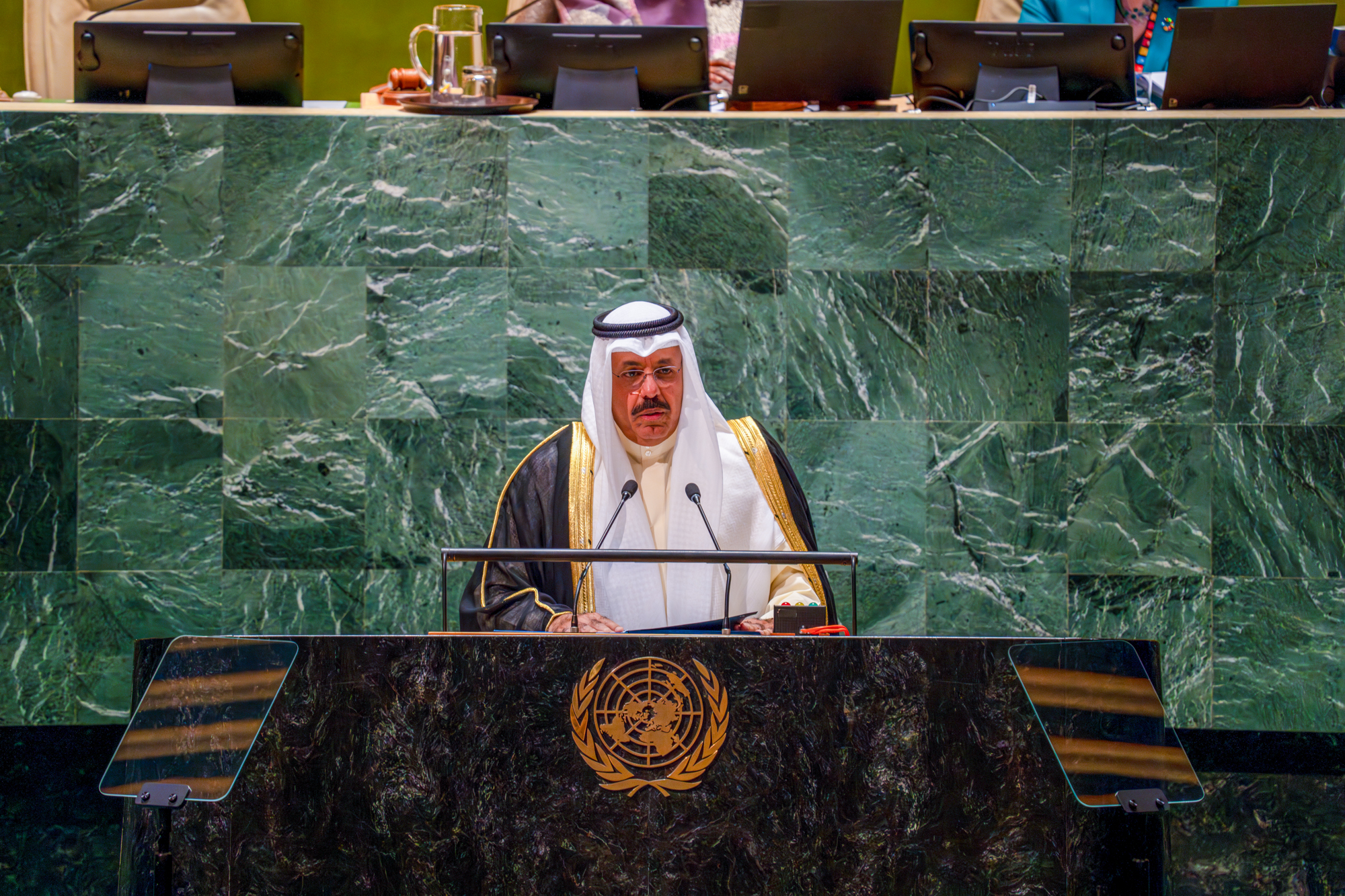 Representative of His Highness the Amir, His Highness the Prime Minister delivers Kuwait's speech at the 78th session of the UN General Assembly