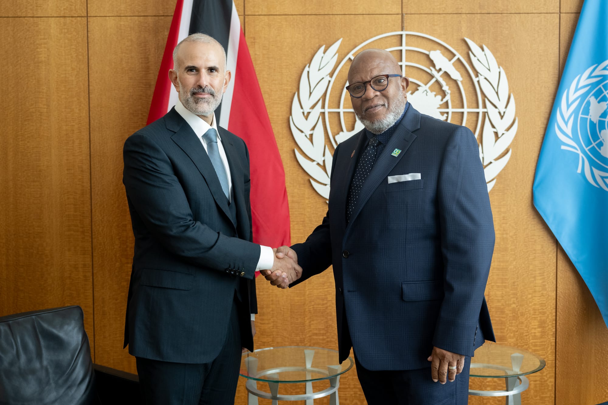 Deputy Minister of Foreign Affairs Sheikh Jarrah Jaber Al-Ahmad Al-Sabah with President of the UN General Assembly Dennis Francis