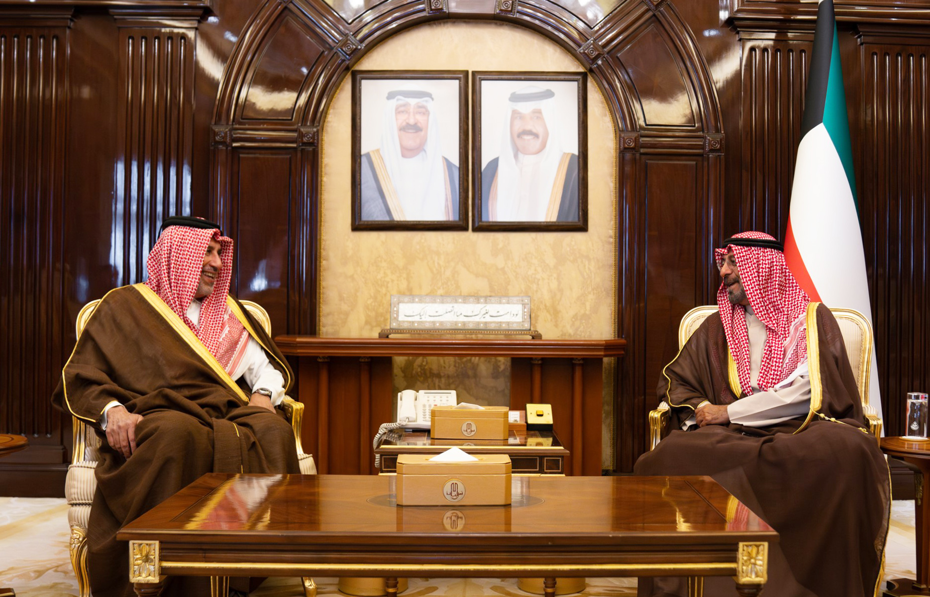 His Highness Prime Minister Sheikh Dr. Mohammad Sabah Al-Salem Al-Sabah receives Sheikh Hamad bin Jassim bin Jaber Al-Thani