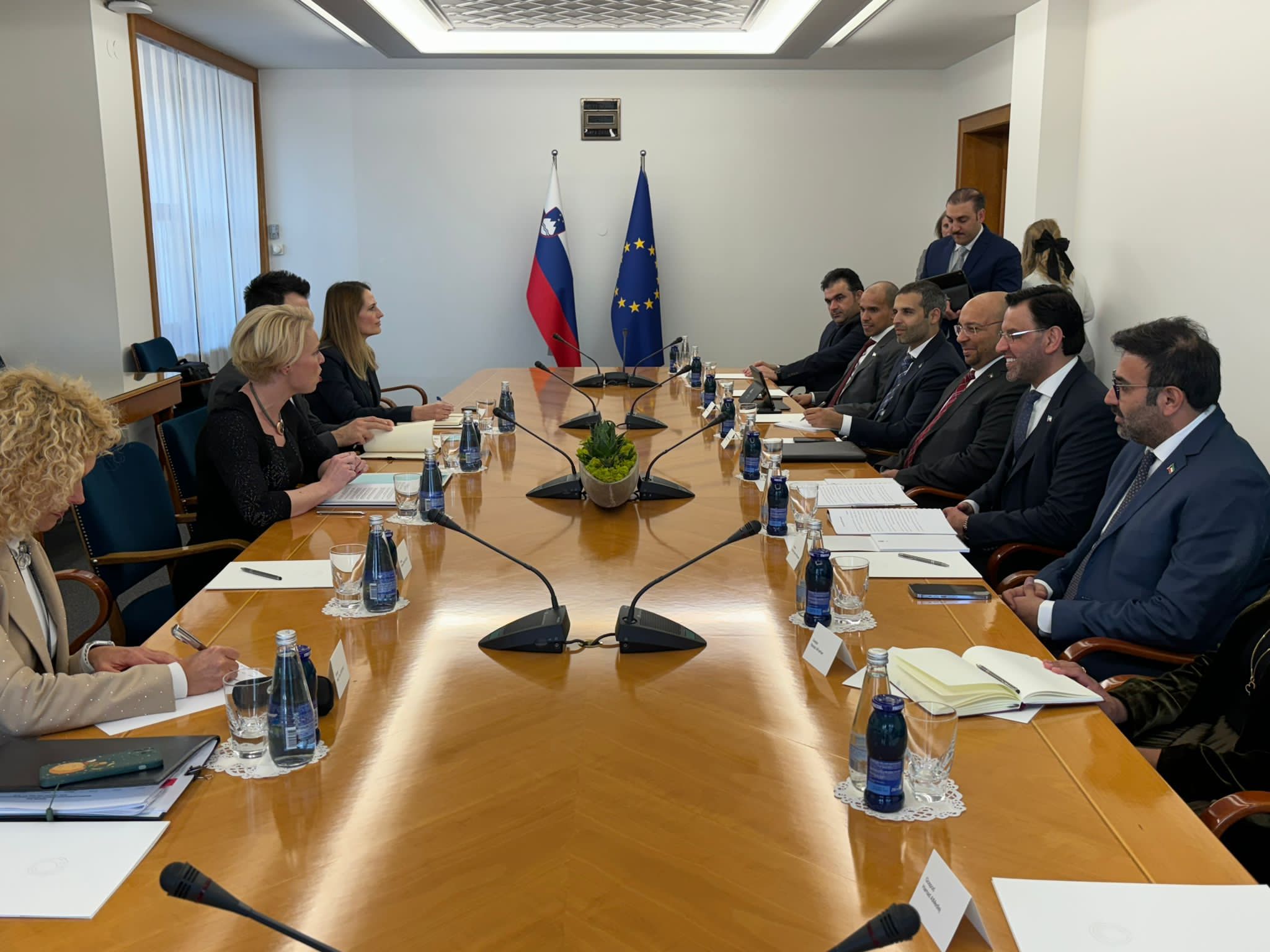 During a session, the Speaker of the Slovenian Parliament, Urska Klakochar along with Head of the Kuwaiti Parliamentary Friendship 5th Committee delegation Member of Parliament (MP) Osama Al-Zaid