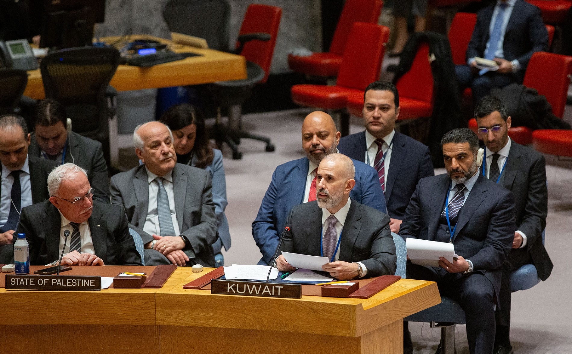 نائب وزير الخارجية السفير الشيخ جراح جابر الأحمد الصباح خلال جلسة مجلس الأمن