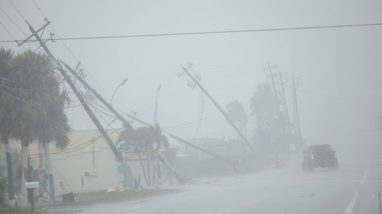 Hurricane Milton hits the coast near the city of Siesta Key and Sarasota County