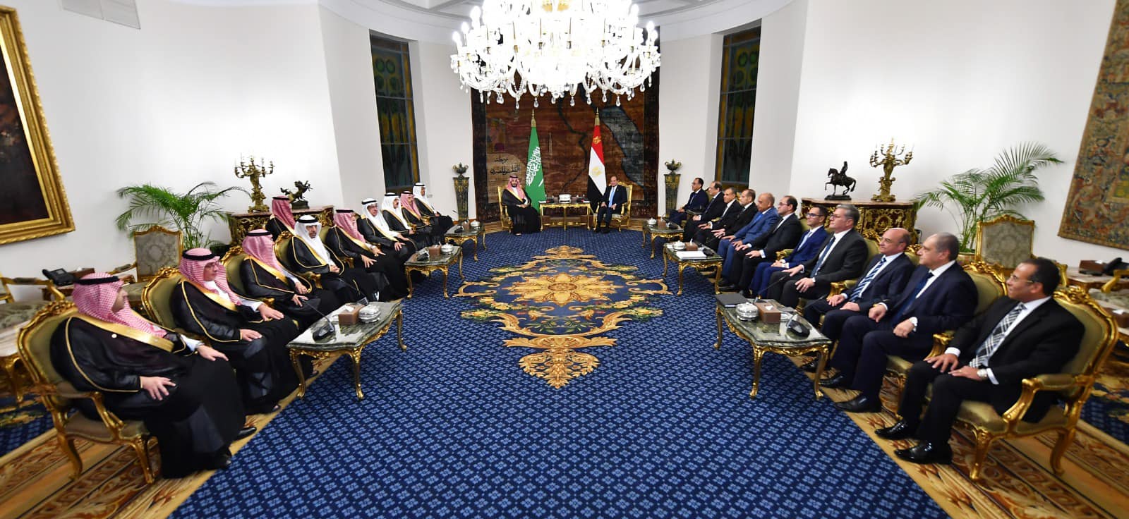 President Al-Sisi and the Saudi Crown Prince meeting in Cairo