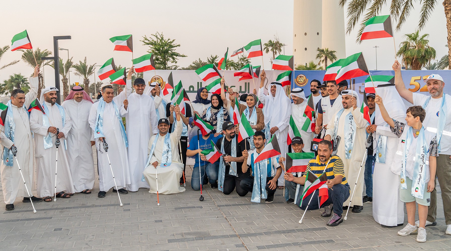 Minister of Social Affairs, Family Affairs and Childhood Dr. Amthal Al-Huwaila participates in the white cane procession