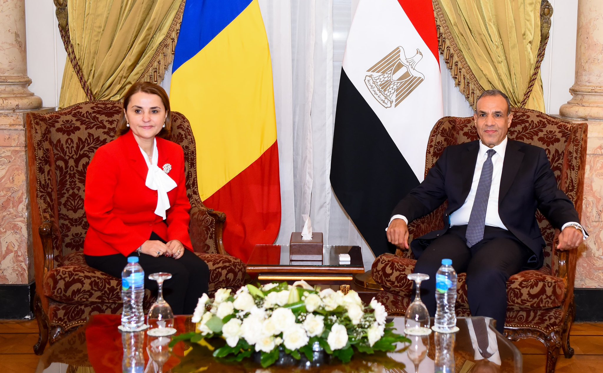 وزير الخارجية المصري بدر العاطي ونظيرته الرومانية لومينيتسا أودوبيسكو
