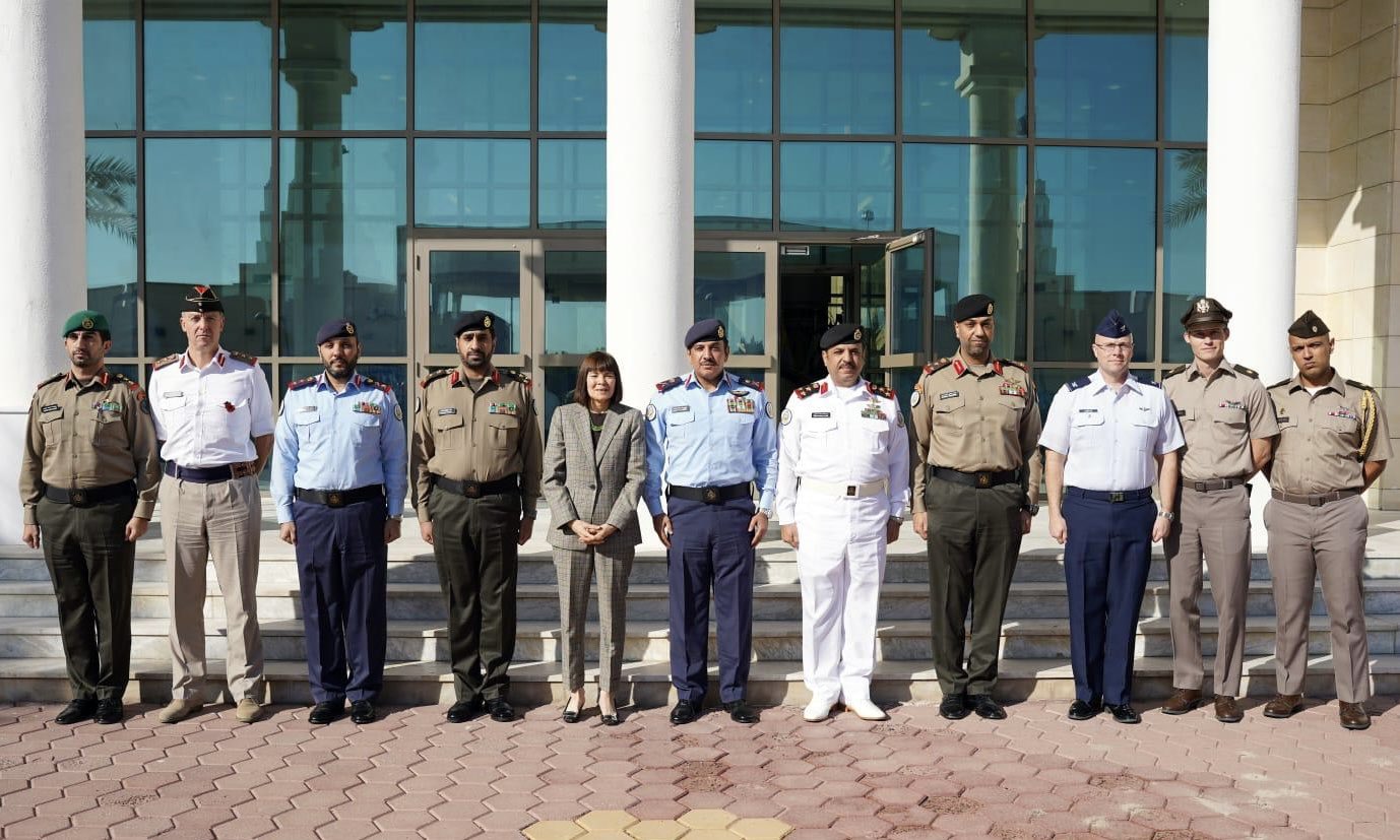 Commander of Mubarak Al-Abdullah Command and Staff College, Major General Pilot Fahad Al-Khurainij, with the US Ambassador 