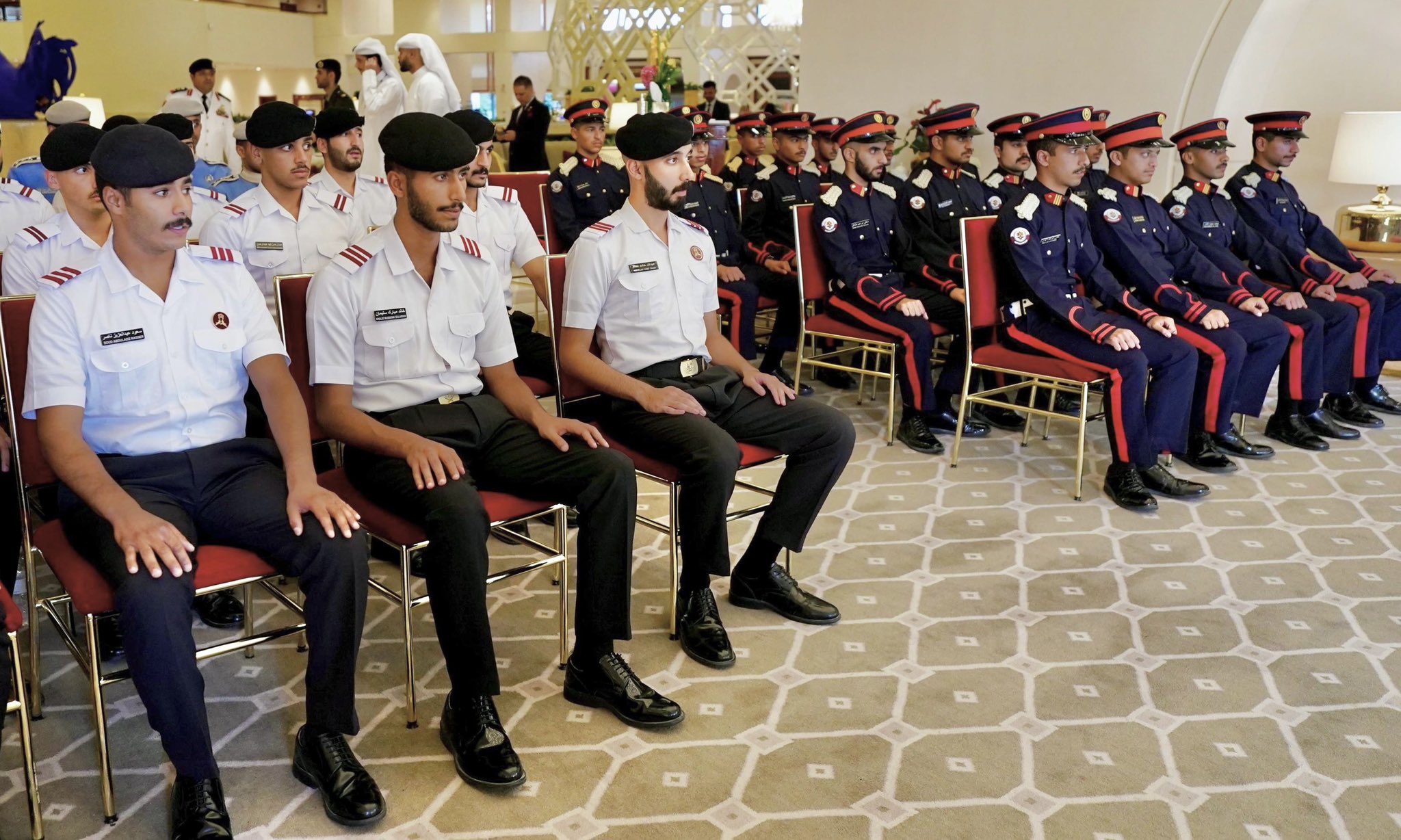 Kuwait First Deputy Prime Minister with Kuwaiti cadets studying in Qatari Military College