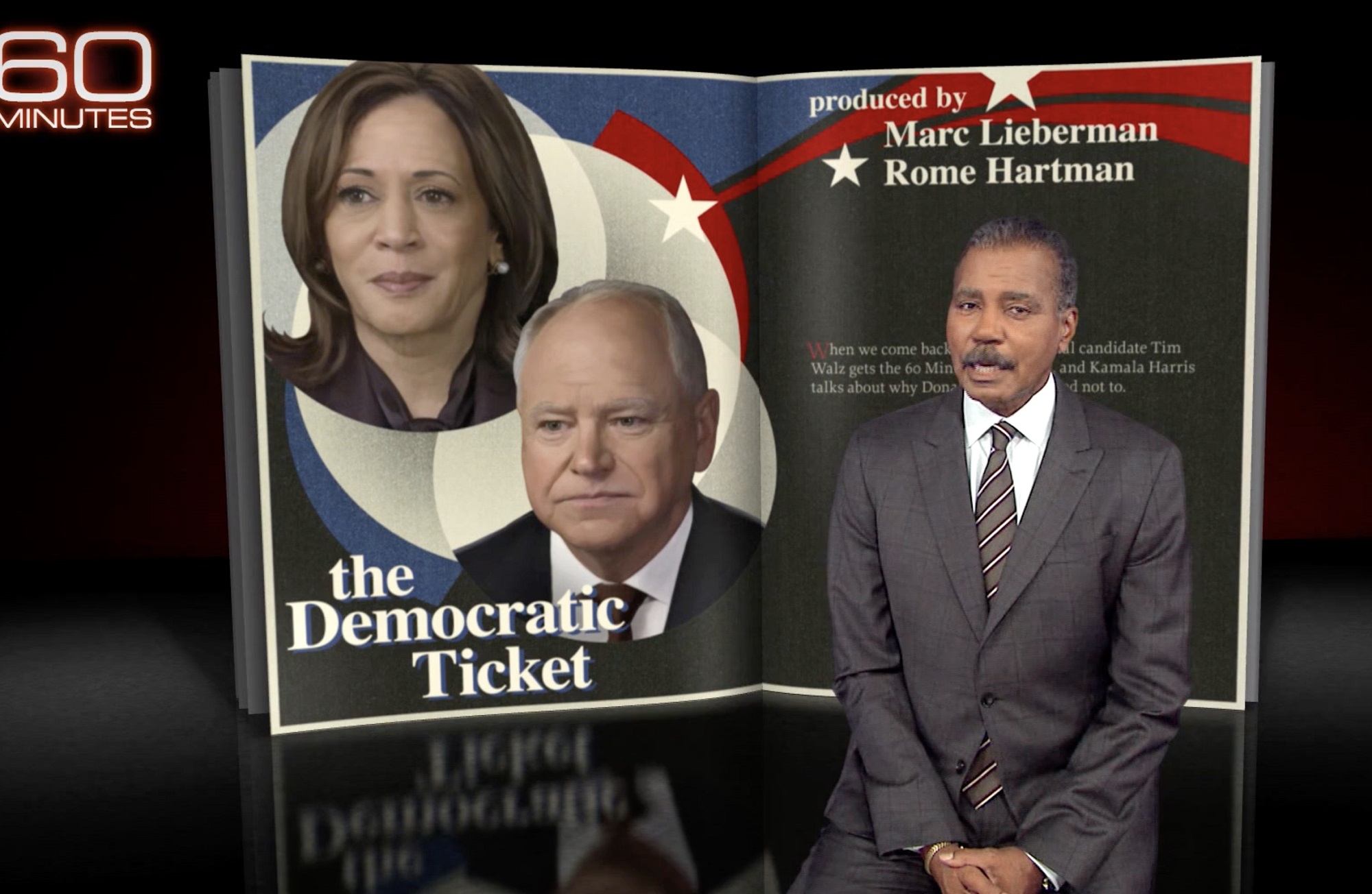 Scene of the interview of Kamala Harris with the CBS