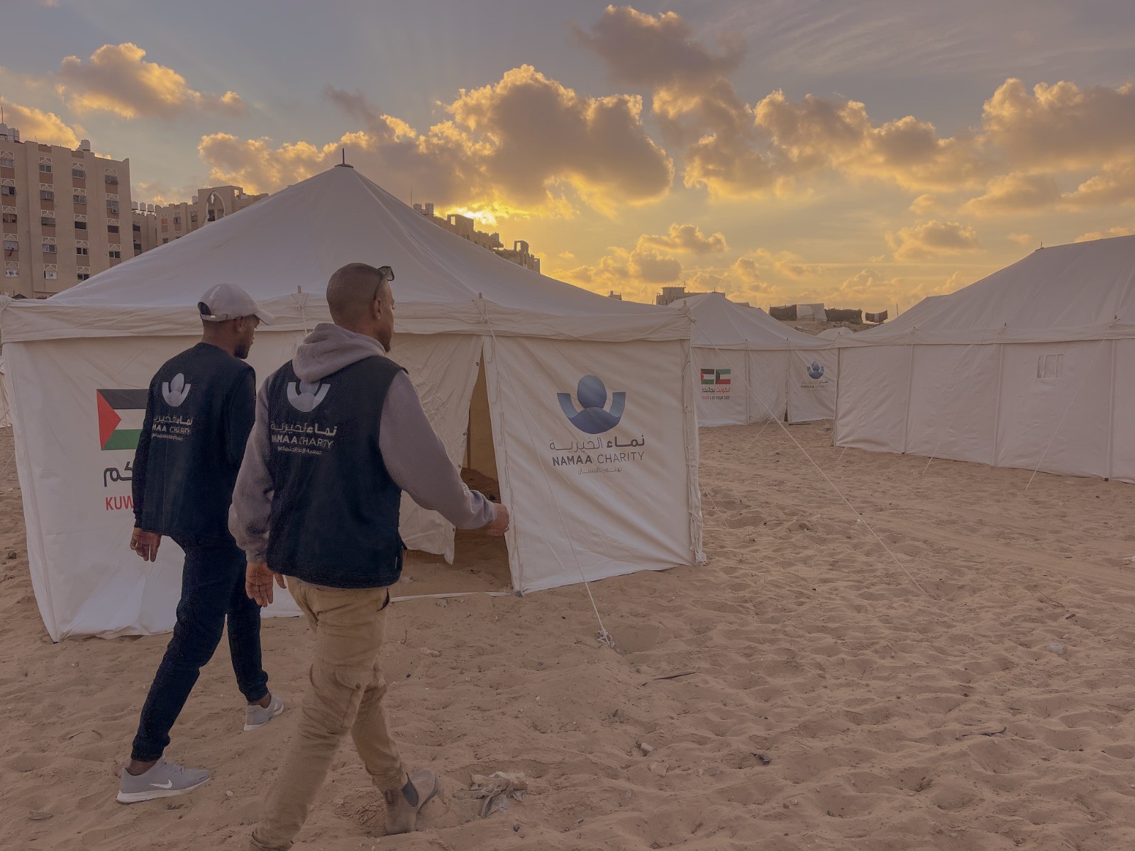 A new camp to house families affected by rain in north Gaza