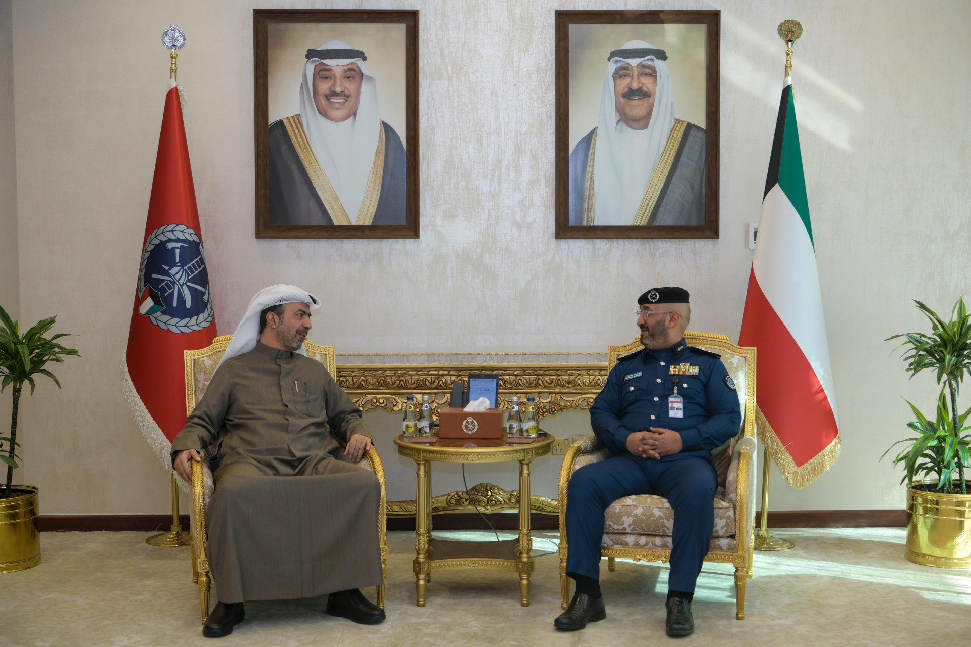  Chief of Kuwait Fire Force Major General Talal Al-Roumi with head of GCC center for emergency management Brigadier Dr. Rashed Al-Meri
