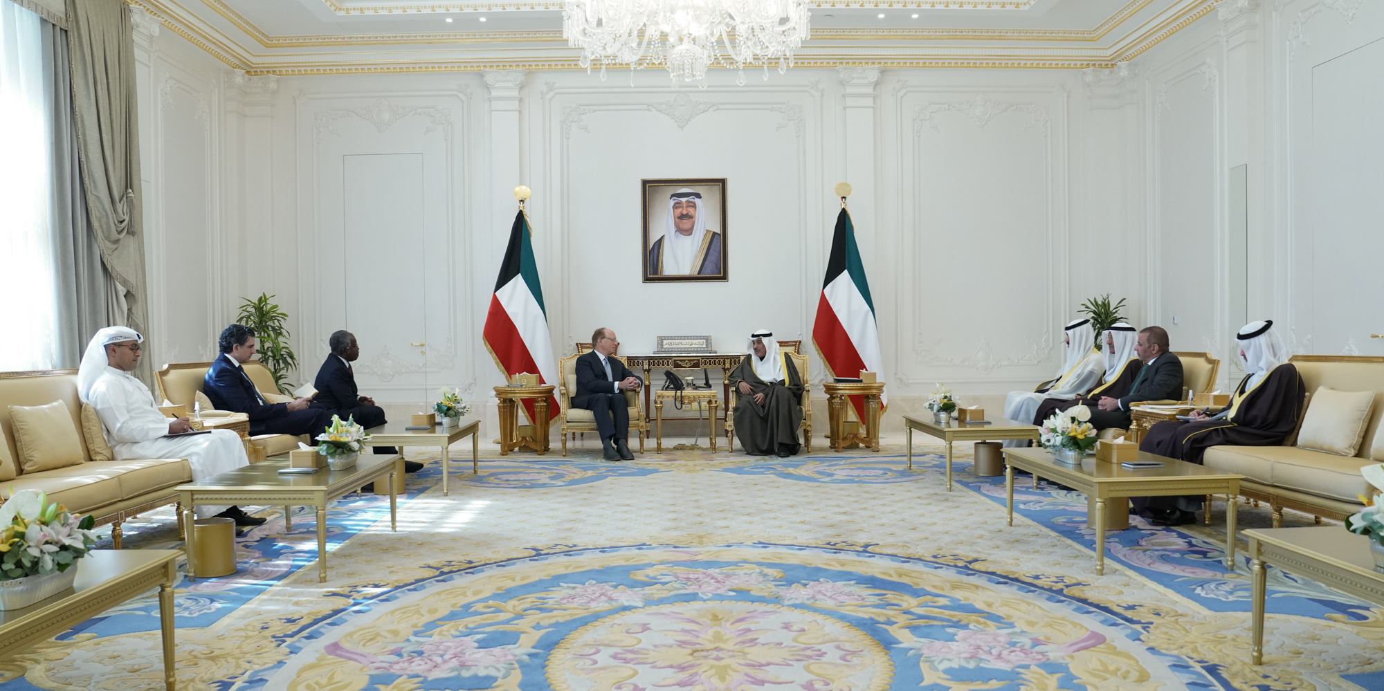 HH the Crown Prince Sheikh Sabah Al-Khaled Al-Hamad Al-Sabah   received BlackRock executives Larry Fink and Adebayo Ogunlesi