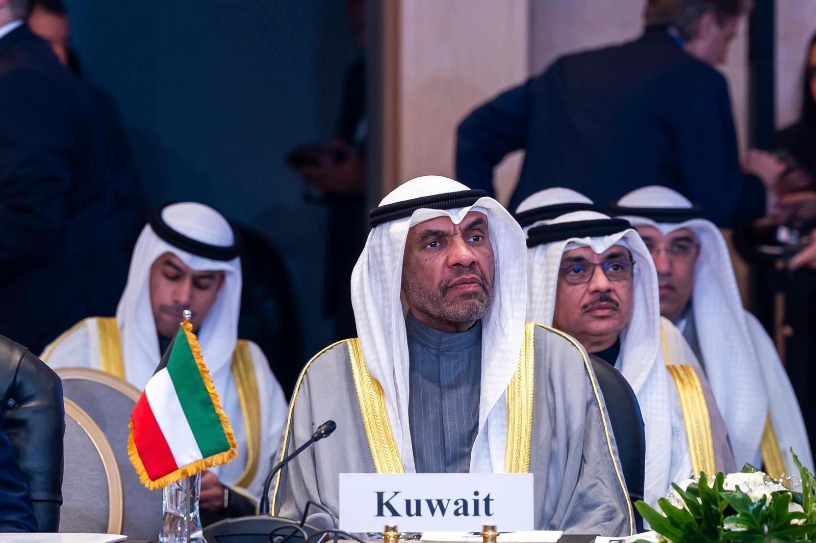 Kuwaiti Minister of Foreign Affairs Abdullah Al-Yahya heads Kuwaiti delegation in Cairo's Gaza conference