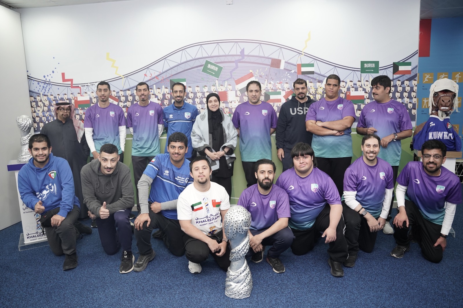 Members of Al-Tomooh Sports Club for Mental Disabilities take part in the joyful inauguration of Khaleeji Zain 26.