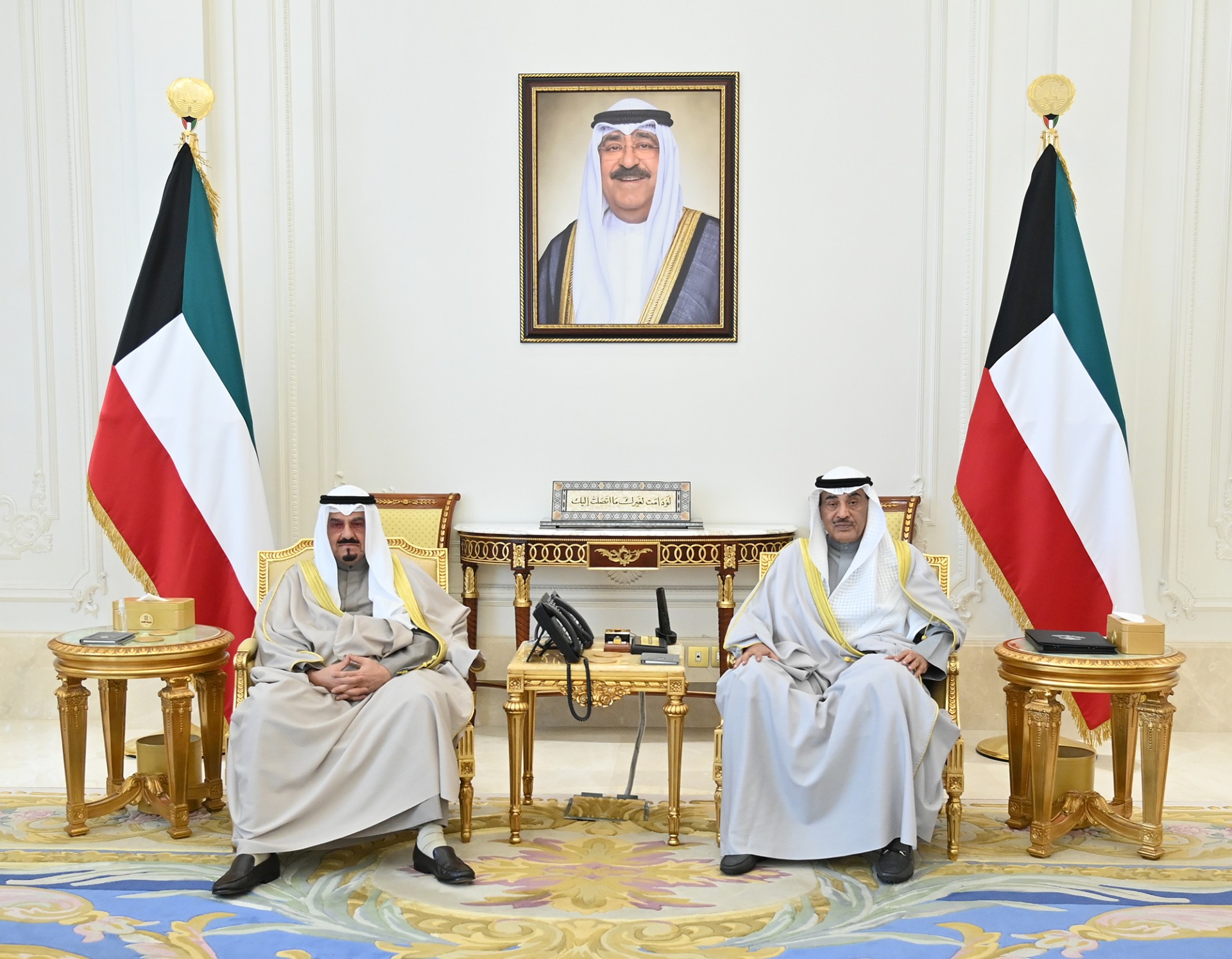 His Highness the Crown Prince Sheikh Sabah Khaled Al-Hamad Al-Sabah received His Highness the Prime Minister Sheikh Ahmad Abdullah Al-Ahmad Al-Sabah