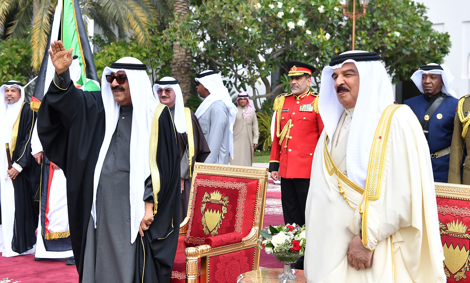 Official reception for Kuwait Amir at Bahrain's Sakhir Palace