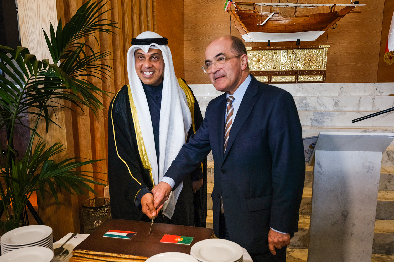 Ambassador Al-Hazeem with the Chief of Protocol at the Portuguese Ministry of Foreign Affairs, Ambassador Jorge Silva Lopes