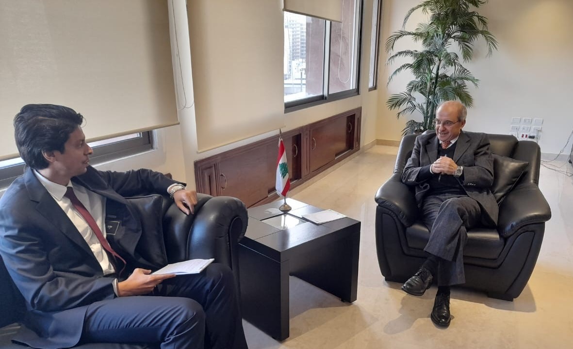 Lebanese Caretaker Minister of Youth George Kallas during the interview with (KUNA)