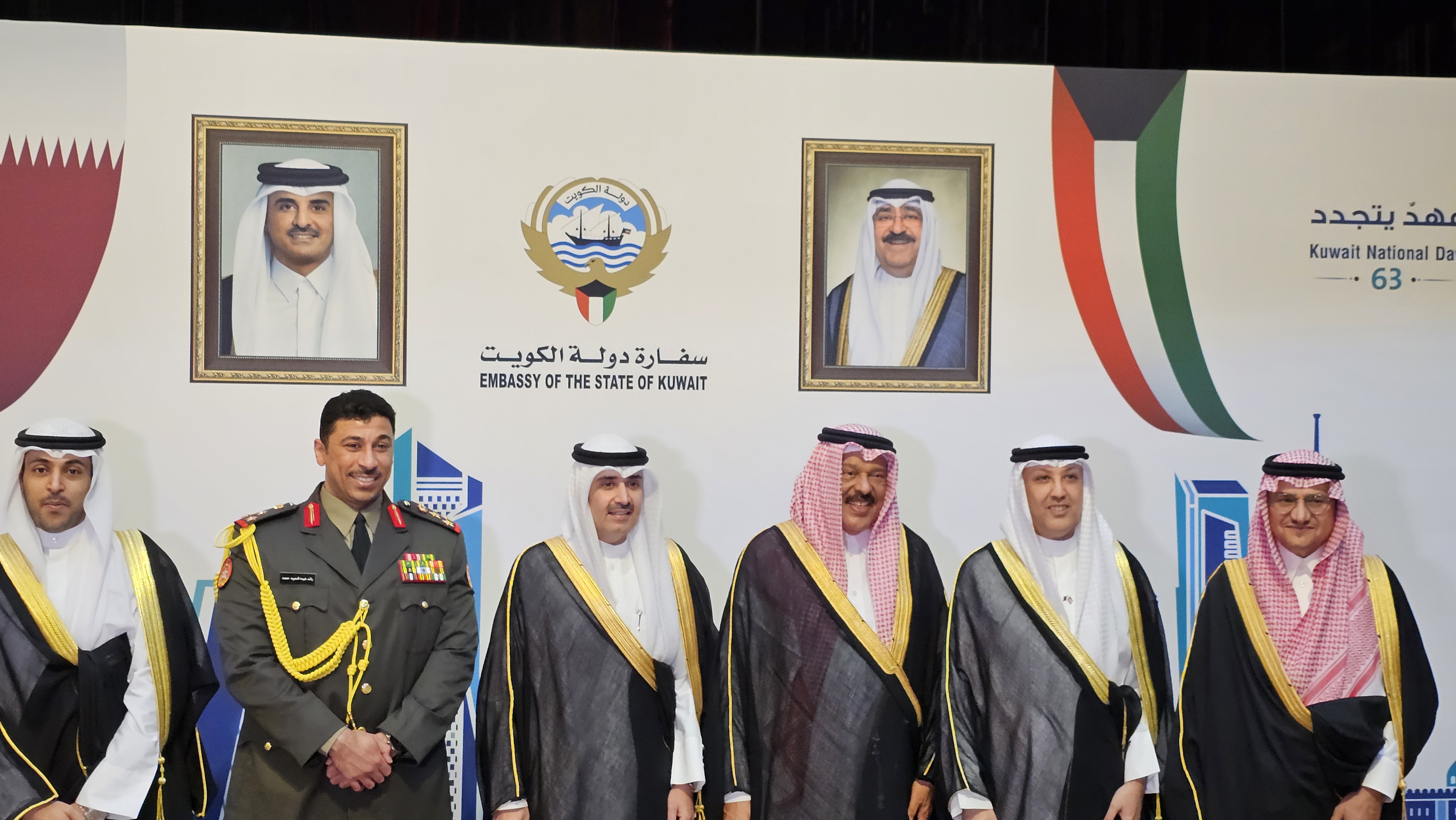 سفير دولة الكويت لدى قطر خالد المطيري خلال حفل السفارة