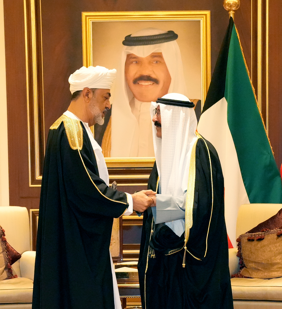 His Highness the Amir Sheikh Meshaal Al-Ahmad Al-Jaber Al-Sabah with his brother  Sultan Haitham bin Tariq, Sultan of of Oman