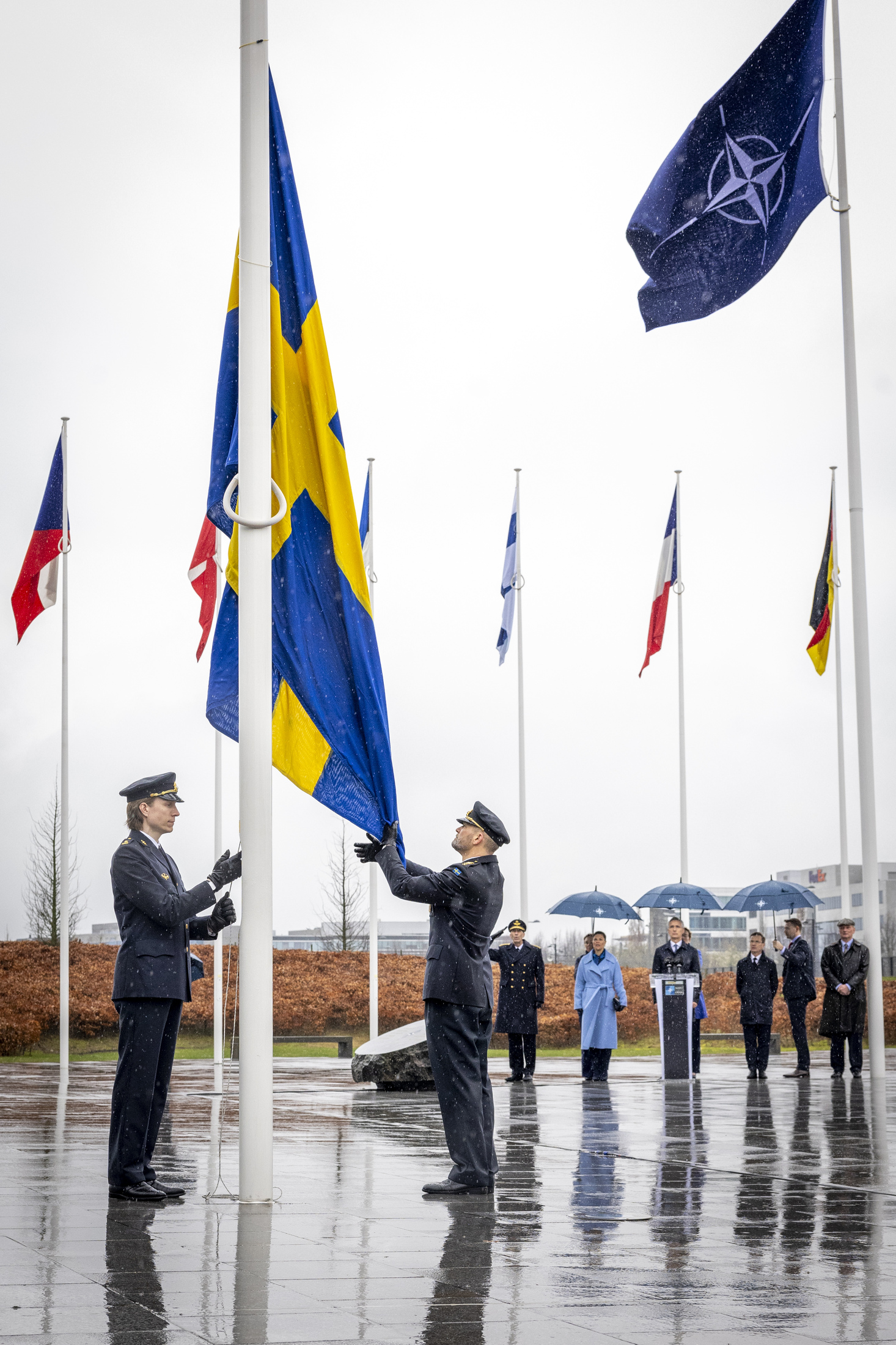 Swedish flag raised at NATO Headquarters