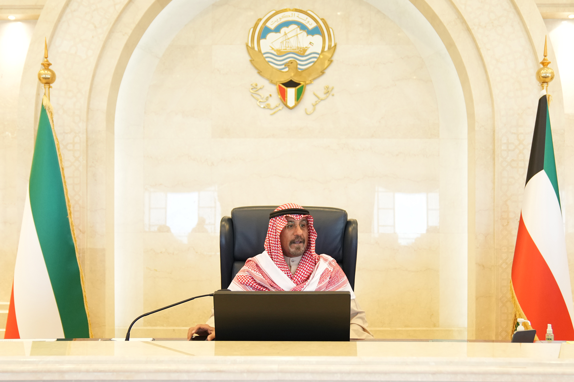 His Highness the Prime Minister Sheikh Dr. Mohammad Sabah Al-Salem Al-Sabah chairing the cabinet weekly meeting