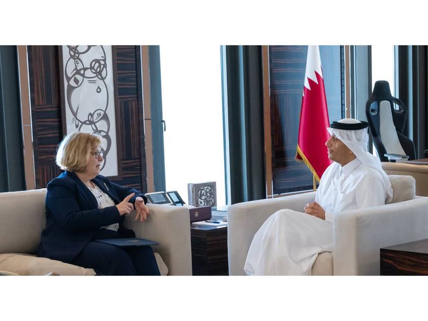 Qatari PM, Foreign Minister Sheikh Mohammad bin Abdulrahman with US Assistant Secretary of State for Near Eastern Affairs Barbara Leaf