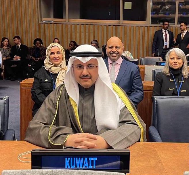 وزير الشؤون الاجتماعية وشؤون الأسرة والطفولة الشيخ فراس سعود المالك الصباح يلقي كلمة دولة الكويت أمام الدورة ال68 للجنة وضع المرأة بالأمم المتحدة